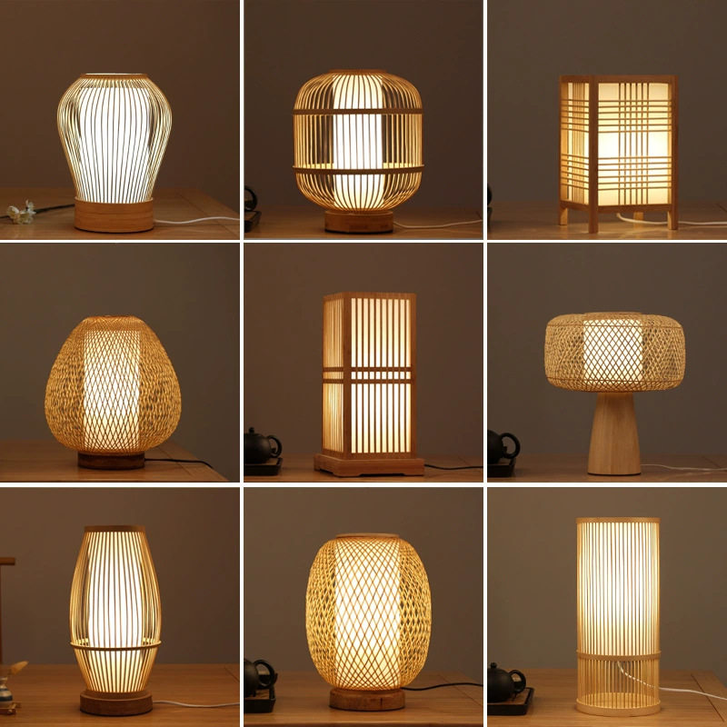 Bamboo and Wood Table Lamp